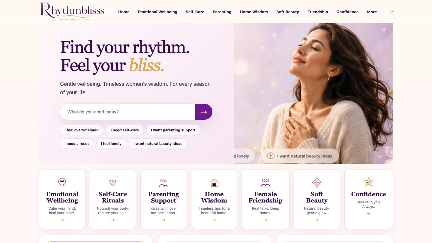 RhythmBlisss homepage screenshot
