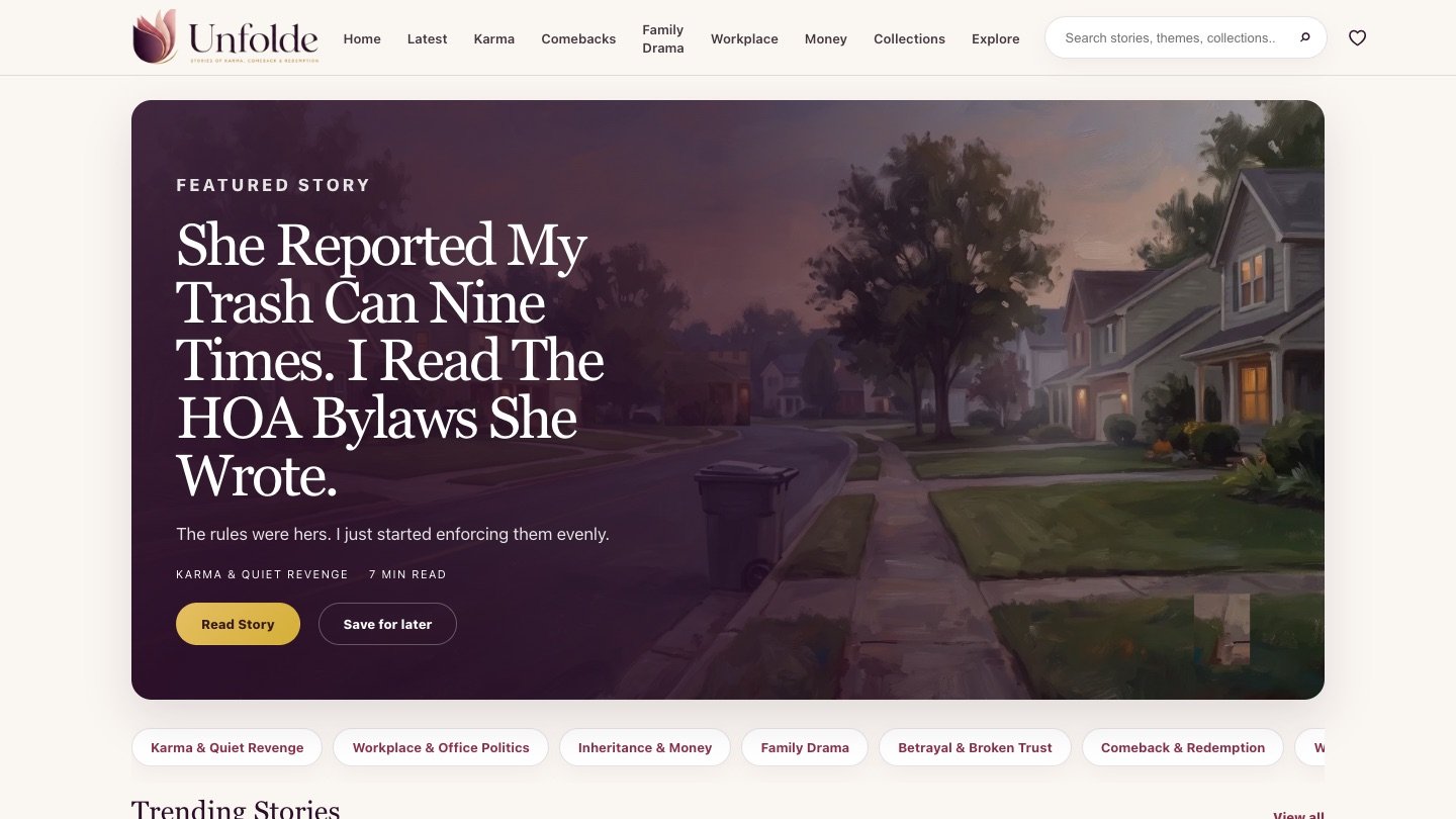 Unfolde homepage screenshot